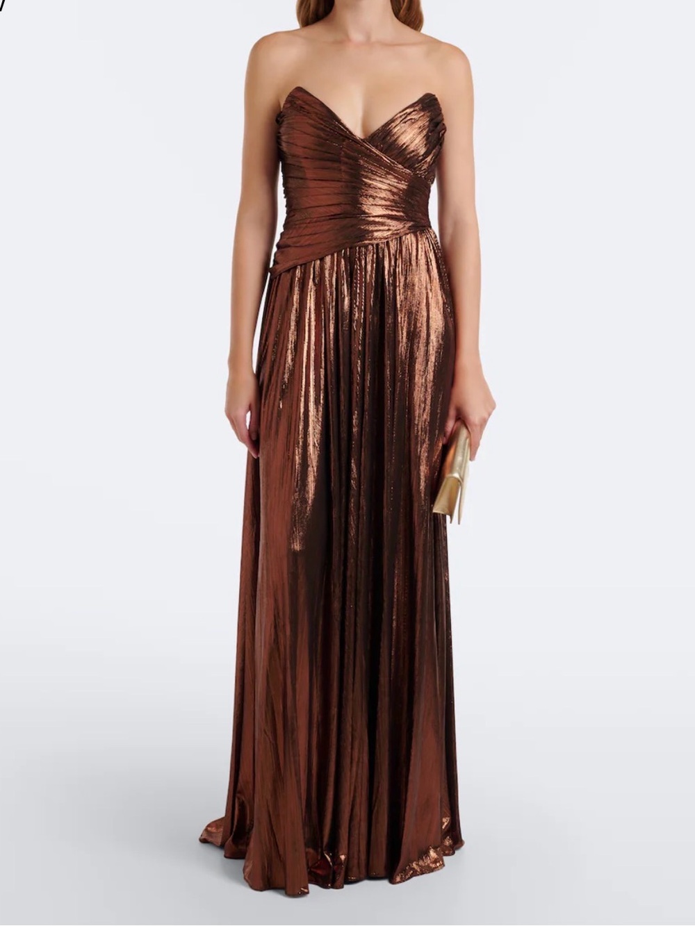 Retrofête Strapless Brown Metallic Dress